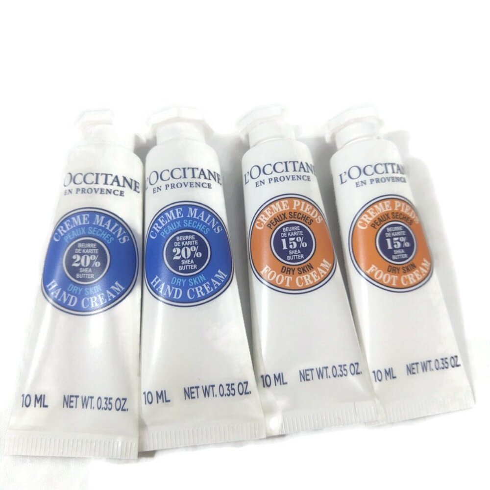 L'Occitane 20% Shea Butter Hand Cream & 15% Foot Cream 10ml X 4 NEW
